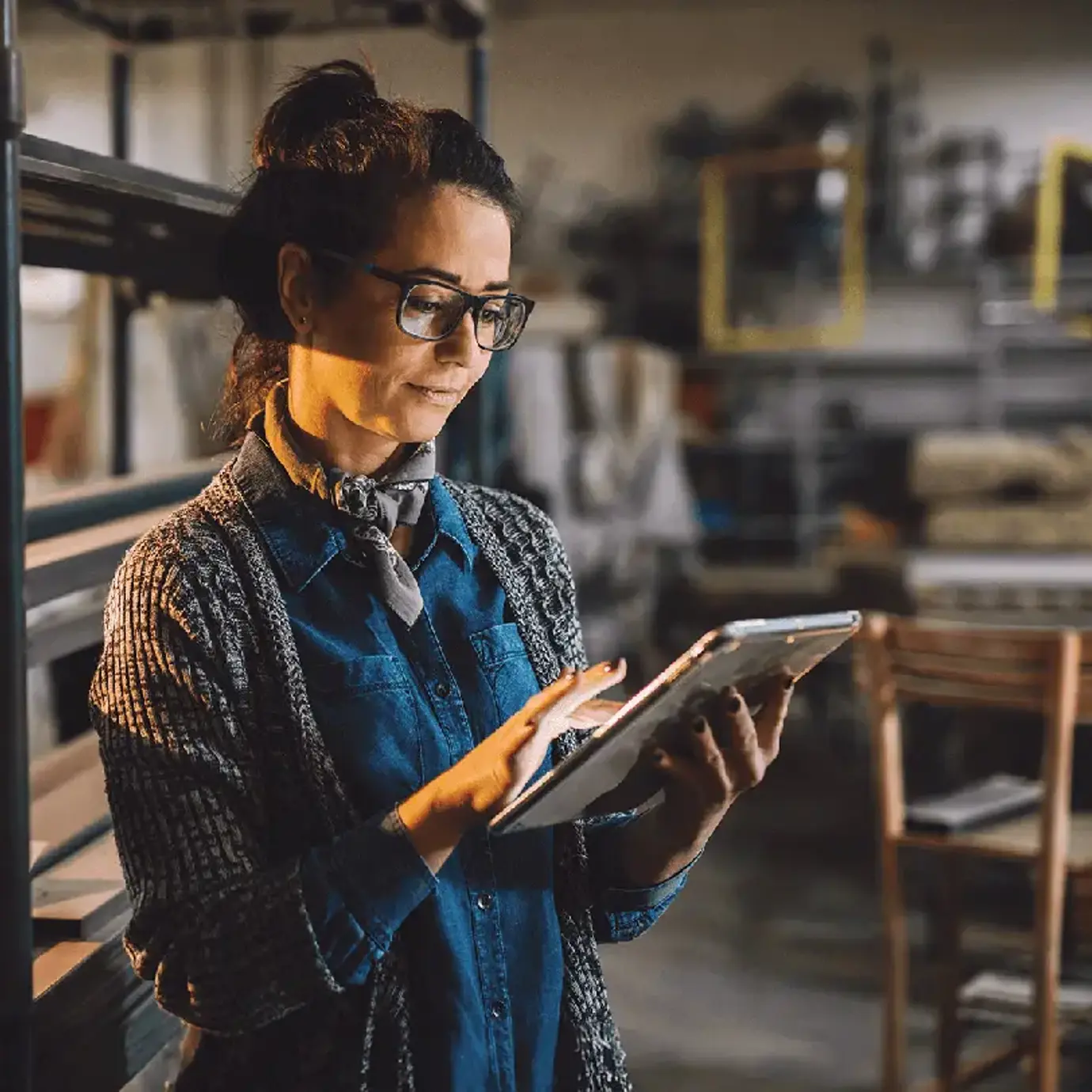 woman using tablet retirement