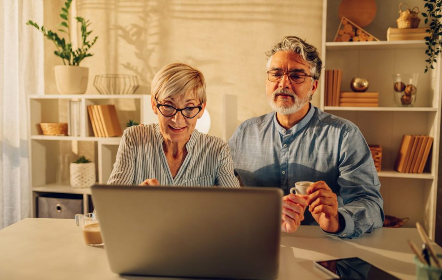 A couple considering their workplace pension
