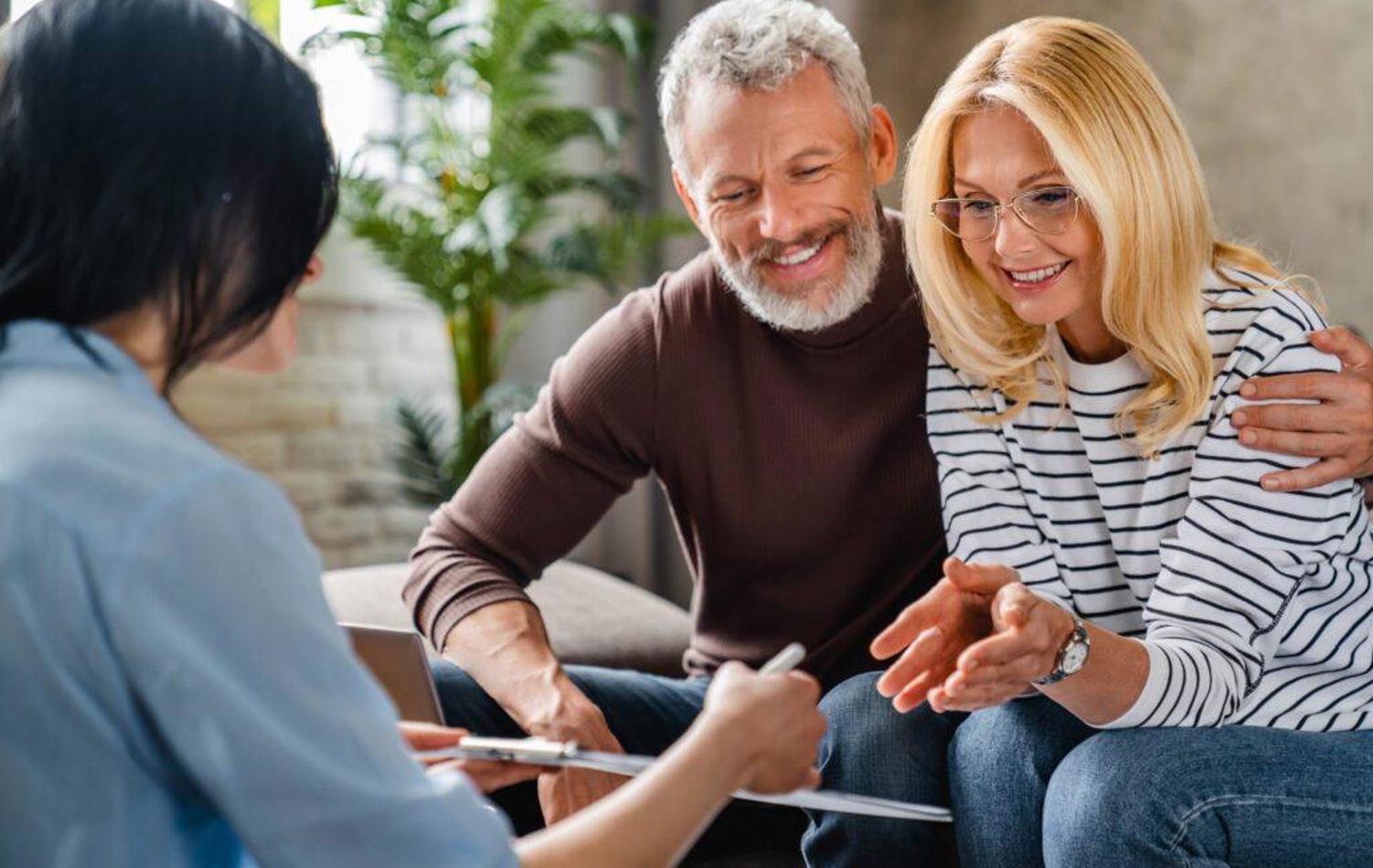 A couple understanding their pension options